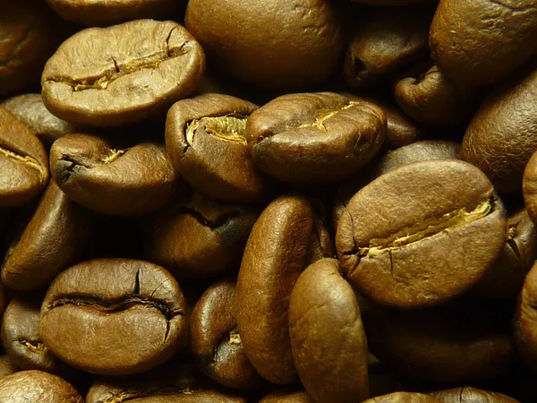 Taze Kahve Çekirdekleri Kızarırken Yakın Plan Bir Çekim — Stok fotoğraf