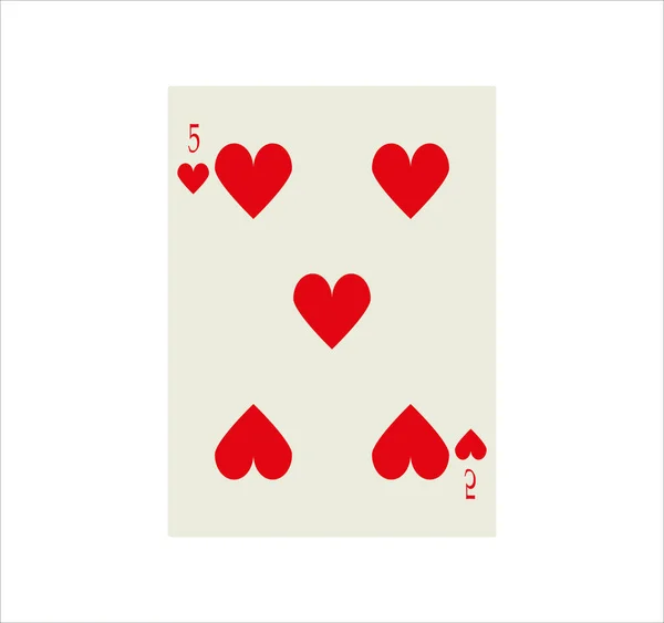 Una Ilustración Cinco Corazones Jugando Las Cartas Aislados Sobre Fondo — Foto de Stock