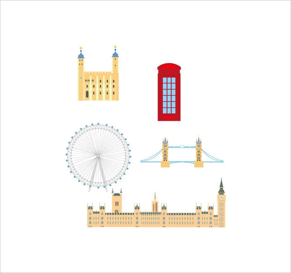 Ilustrace Londýnských Městských Symbolů Pro Mobilní Nebo Webdesign Izolovaných Bílém — Stock fotografie