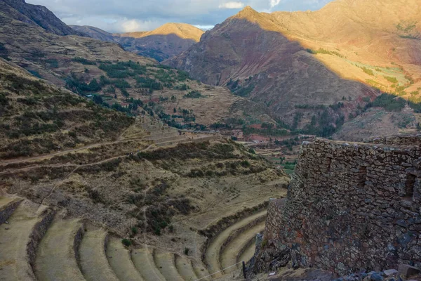 Una Vista Fascinante Del Parque Arqueológico Pisac Cusco Perú —  Fotos de Stock