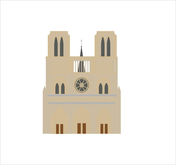 巴黎圣母院白色背景的一个例证 — 图库照片