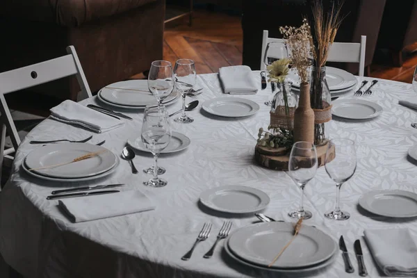 Tisch Für Eine Event Party Einem Restaurant Gedeckt — Stockfoto