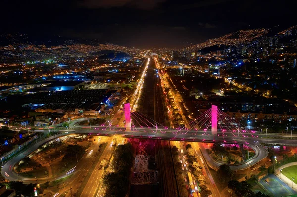 Lélegzetelállító Városkép Utakkal Modern Épületekkel Éjszaka — Stock Fotó