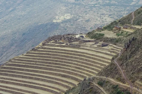 Wysokie Ujęcie Kąta Pisac Archeologicznego Parku Uchwyconego Peru — Zdjęcie stockowe