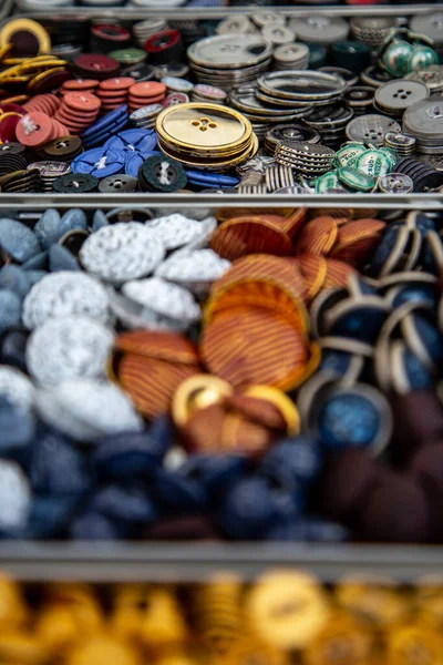 Vertical Closeup Shot Various Colorful Sewing Buttons Perfect Fashion Concept Stock Image