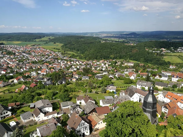 Letecký Pohled Obytnou Čtvrť Domy Malém Městě — Stock fotografie