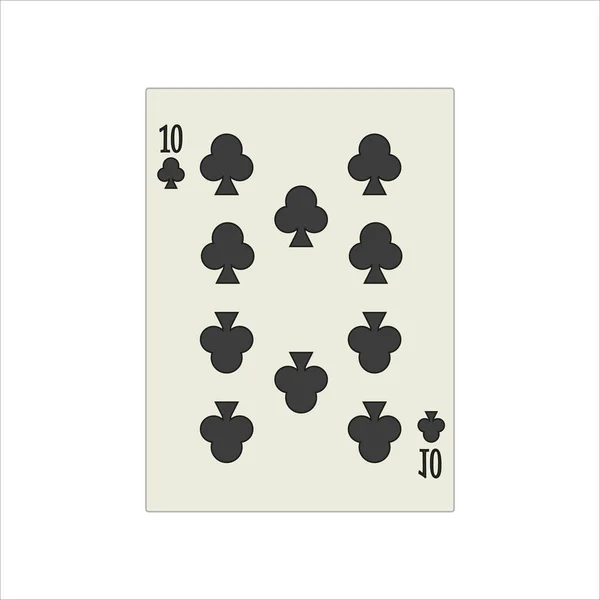 Illustration Ten Clubs Playing Card Isolated White Background — Stock Photo, Image