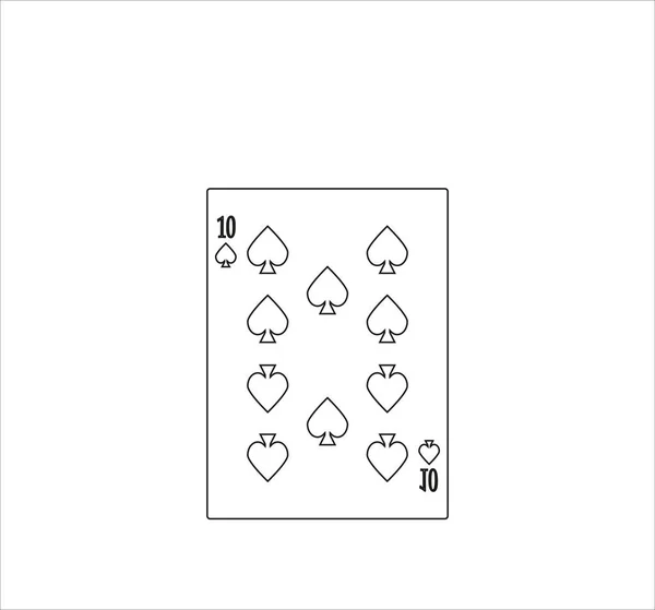 Ilustrace Bezbarvé Číslo Deset Pikové Hrací Karty Pro Web Mobilní — Stock fotografie