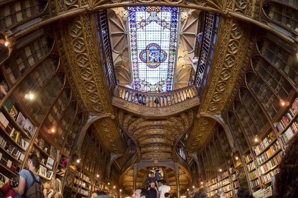 Tiro Ângulo Baixo Teto Famosa Livraria Lello Irmao — Fotografia de Stock