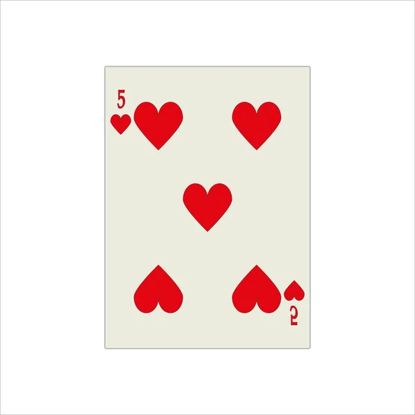 Εικονογράφηση Μιας Κάρτας Παιχνιδιού Καρδιάς Νούμερο Πέντε Για Web Και — Φωτογραφία Αρχείου