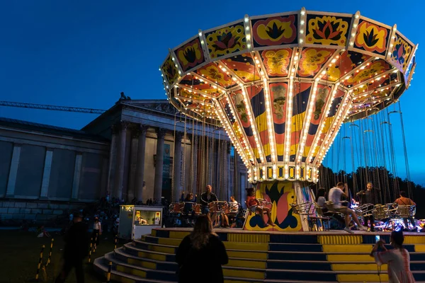 Munich Germany Jul 2020 Illuminated Carousel Spins Night 2020 Summer — Stock Photo, Image