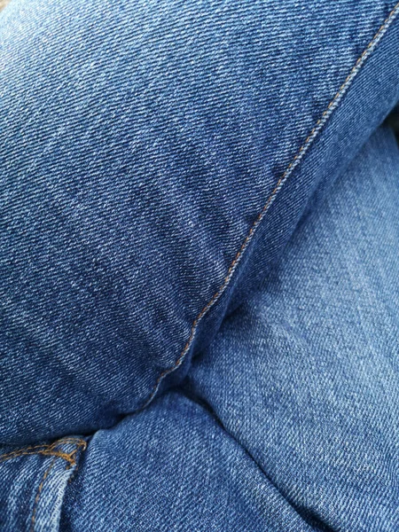 Closeup Shot Person Wearing Blue Denim Jeans — Stock Photo, Image
