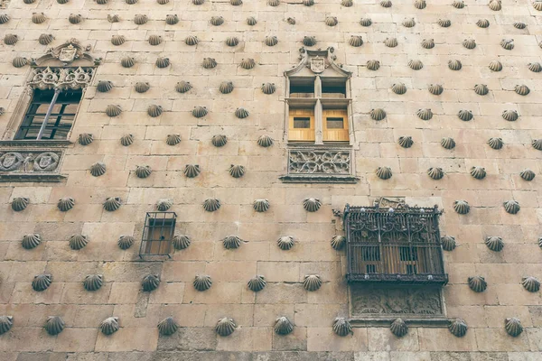 Uma Foto Baixo Ângulo Edifício Histórico Casa Das Conchas Salamanca — Fotografia de Stock