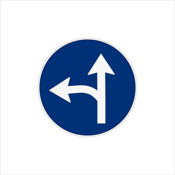 Illustration Proceed Straight Turn Left Traffic Sign Icon Isolated White — Stock Photo, Image