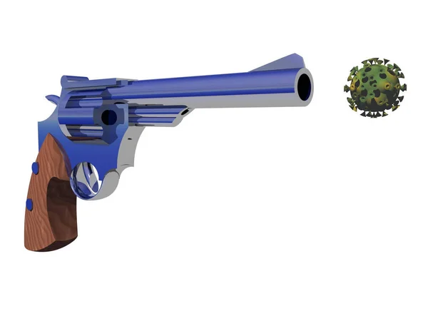 Иллюстрация Пистолета Коронавирусной Клетки Белом Фоне — стоковое фото