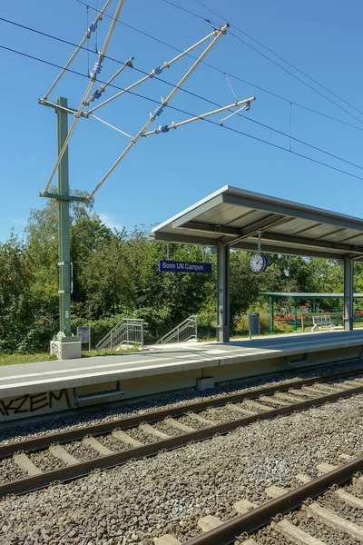 Κάθετη Λήψη Του Σιδηροδρομικού Σταθμού Της Πανεπιστημιούπολης Bonn United Nations — Φωτογραφία Αρχείου