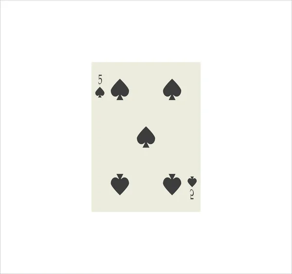 黑桃5的图例 在白色背景上孤立地打牌 — 图库照片