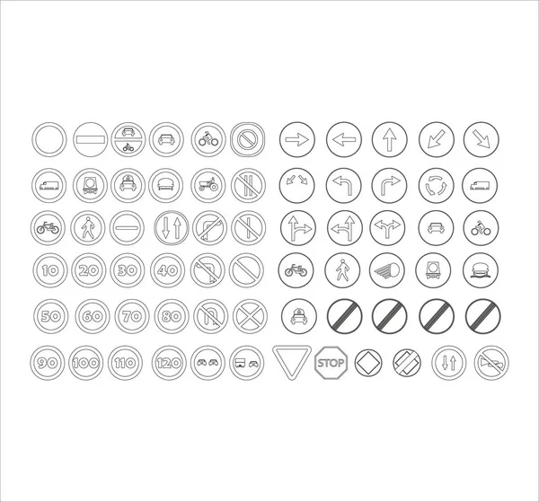 Set Black White Road Traffic Sign Icons — Stock Photo, Image