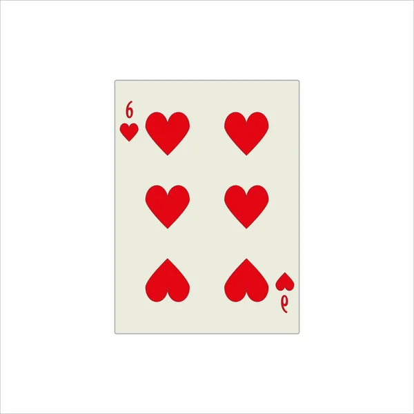 Obrázek Šesti Srdcí Hrací Karty Izolované Bílém Pozadí — Stock fotografie