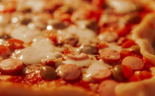 Closeup Shot Delicious Pizza Being Cooked — Stock Photo, Image