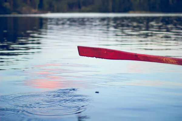 Ein Rotes Nasses Paddel Eines Bootes — Stockfoto