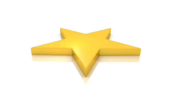 Rendering Gold Star Isolated White Background — Stock Photo, Image