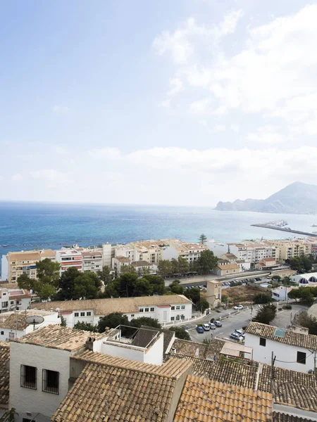 Una Vista Panorámica Del Pueblo Altea Desde Mirador Sobre Fondo — Foto de Stock