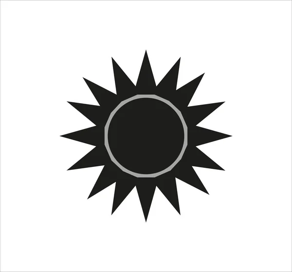 白の背景に黒と白の太陽のアイコン — ストック写真