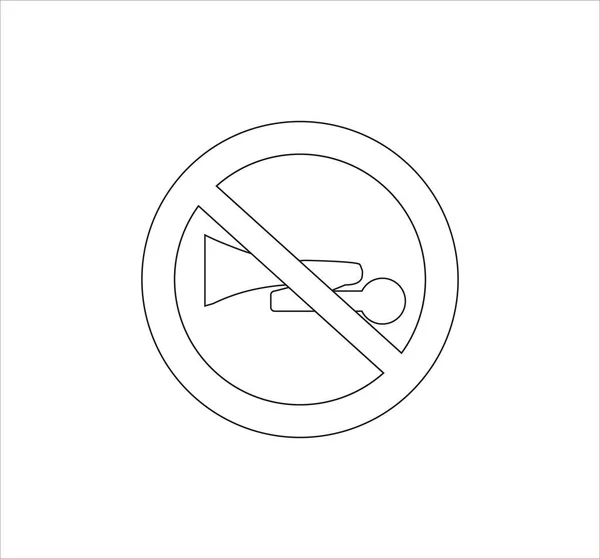 Icono Signo Prohibido Cuerno Blanco Negro — Foto de Stock