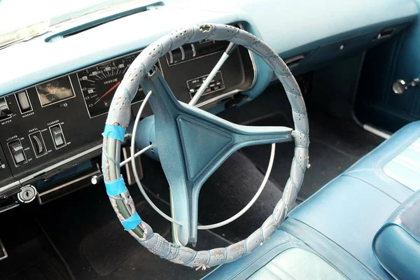 Closeup Shot Steering Wheel Old Vintage Car — Stock Photo, Image