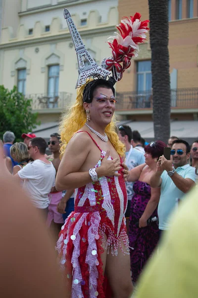 Barcelona Espanha Junho 2014 Sitges Barcelona Junho 2014 Centenas Pessoas — Fotografia de Stock