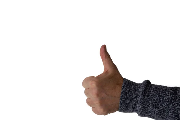 Изолированный Снимок Человеческой Руки Показывающий Большие Пальцы Белом Фоне — стоковое фото