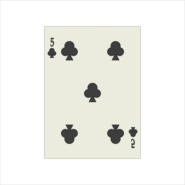 Obrázek Pěti Klubů Hrací Karty Izolované Bílém Pozadí — Stock fotografie
