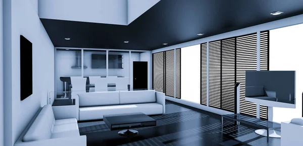 Render Modernly Designed Living Room White Furniture — Stock Photo, Image