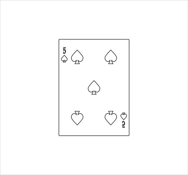 白を基調とした5枚のスペードカードのイラスト — ストック写真