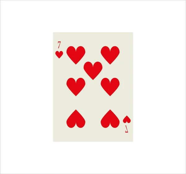 七颗心脏在白色背景下打牌的图例 — 图库照片