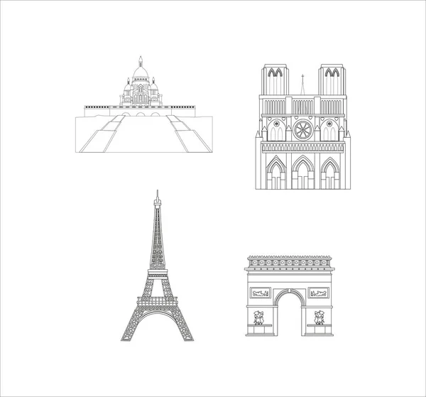 Illustrazione Famosi Monumenti Francia Isolati Uno Sfondo Bianco — Foto Stock
