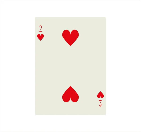 Illustrazione Una Carta Gioco Cuore Rosso Numero Due Web Mobile — Foto Stock