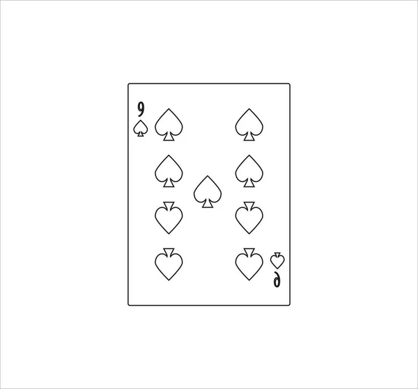 白色背景下隔离的用于网络和移动设计的黑桃9号的一个无色示例 — 图库照片