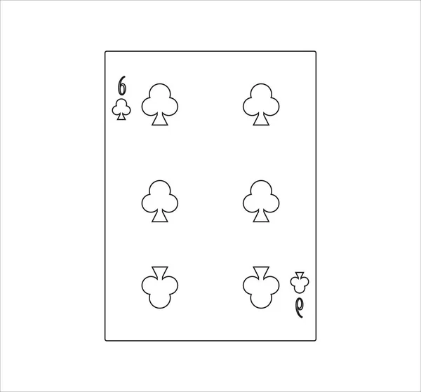 Een Illustratie Van Een Zes Clubs Kaart Geïsoleerd Een Witte — Stockfoto