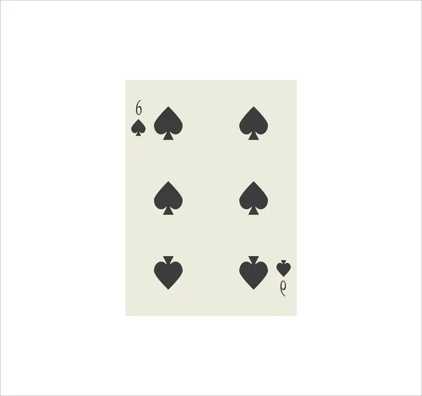 Ілюстрація Шести Піків Гральної Картки Ізольовано Білому Тлі — стокове фото