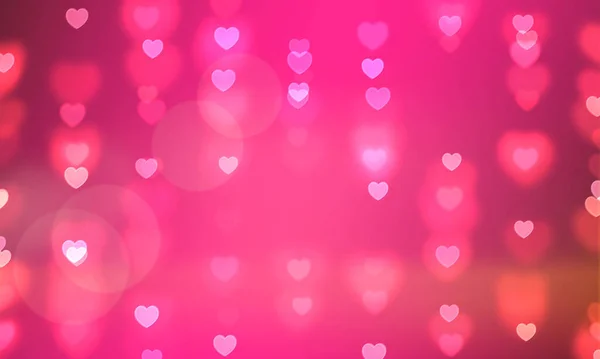 Een Prachtige Abstracte Roze Achtergrond Met Hartvormige Bokeh Lichtjes — Stockfoto