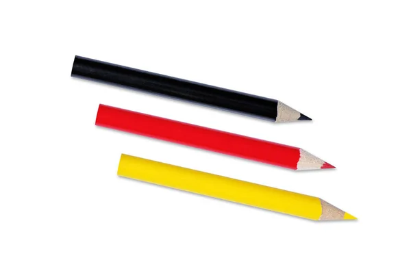 Illustration Trois Crayons Colorés Sur Fond Isolé — Photo