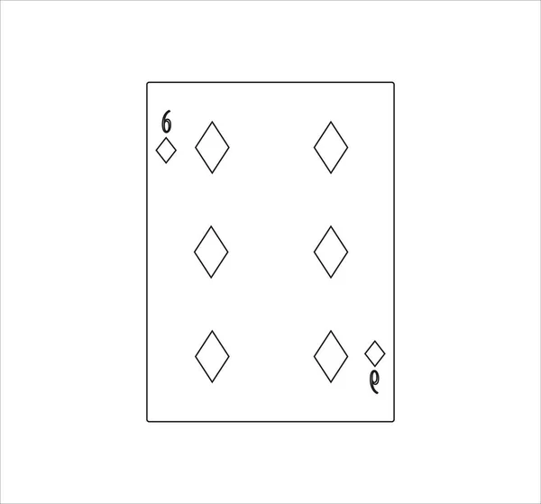 Uma Ilustração Seis Diamantes Cartão Baralho Com Isolado Fundo Branco — Fotografia de Stock