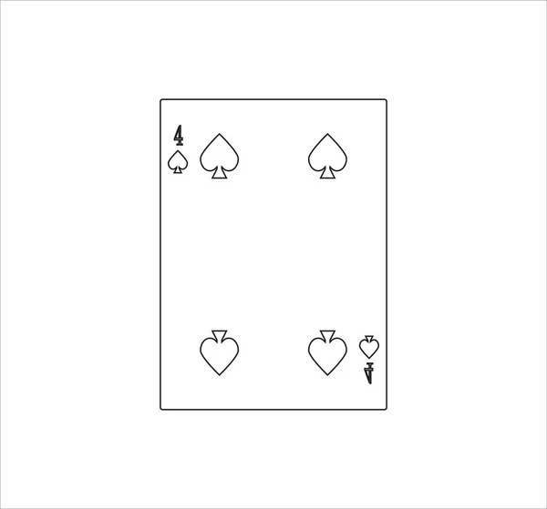Ilustracja Bezbarwnego Numeru Cztery Pik Karty Gry Sieci Projektowania Mobilnego — Zdjęcie stockowe
