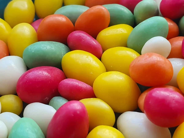 Zbliżenie Zdjęcie Stosu Kolorowych Cukierków Idealne Tło — Zdjęcie stockowe