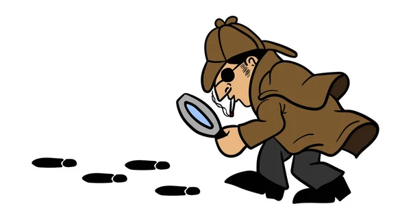 Illustrazione Una Figura Maschile Detective Che Caccia Impronte Uno Sfondo — Foto Stock