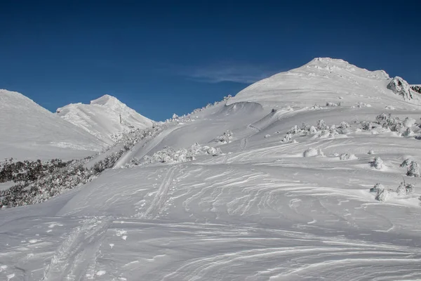 Kışın Karla Kaplı Bir Dağ Zirvesi — Stok fotoğraf