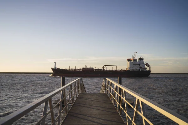 Une Belle Vue Bateau Naviguant Sur Fleuve Guadalquivir Trebujena Cadix — Photo