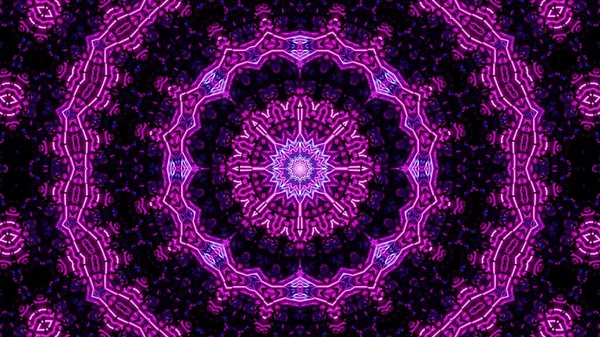 幾何学的な形状と紫色のネオンライトを持つ未来的な背景の3Dレンダリング — ストック写真